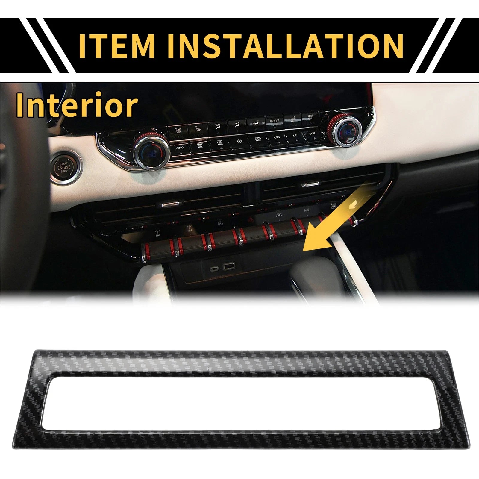 USB Charger Interface Panel Cover for Chevy Colorado (2023–2024) Carbon Fiber