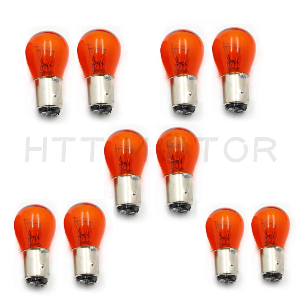 Set of 10 1157 Amber Tail Light Brake Stop Turn Signal Bulbs for