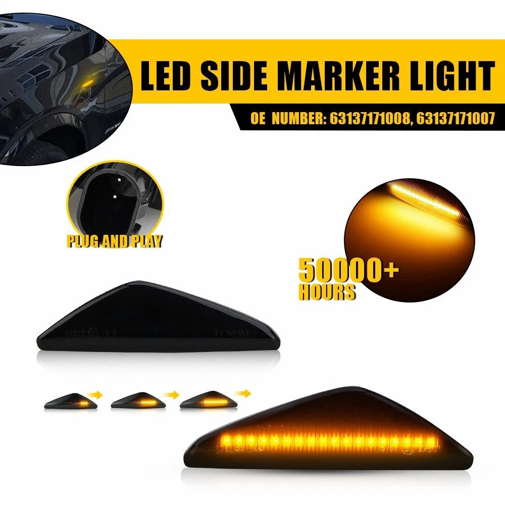 2X Dynamic LED Front Bumper Side Marker Light for BMW X3 F25 X5 E70 X6 E71 E72