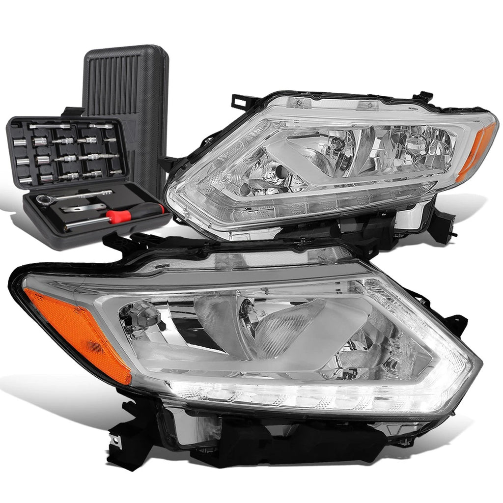 LED DRL Pair for Nissan Rogue (2014–2016) Chrome/Amber Side Headlight