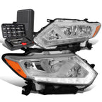 LED DRL Pair for Nissan Rogue (2014–2016) Chrome/Amber Side Headlight