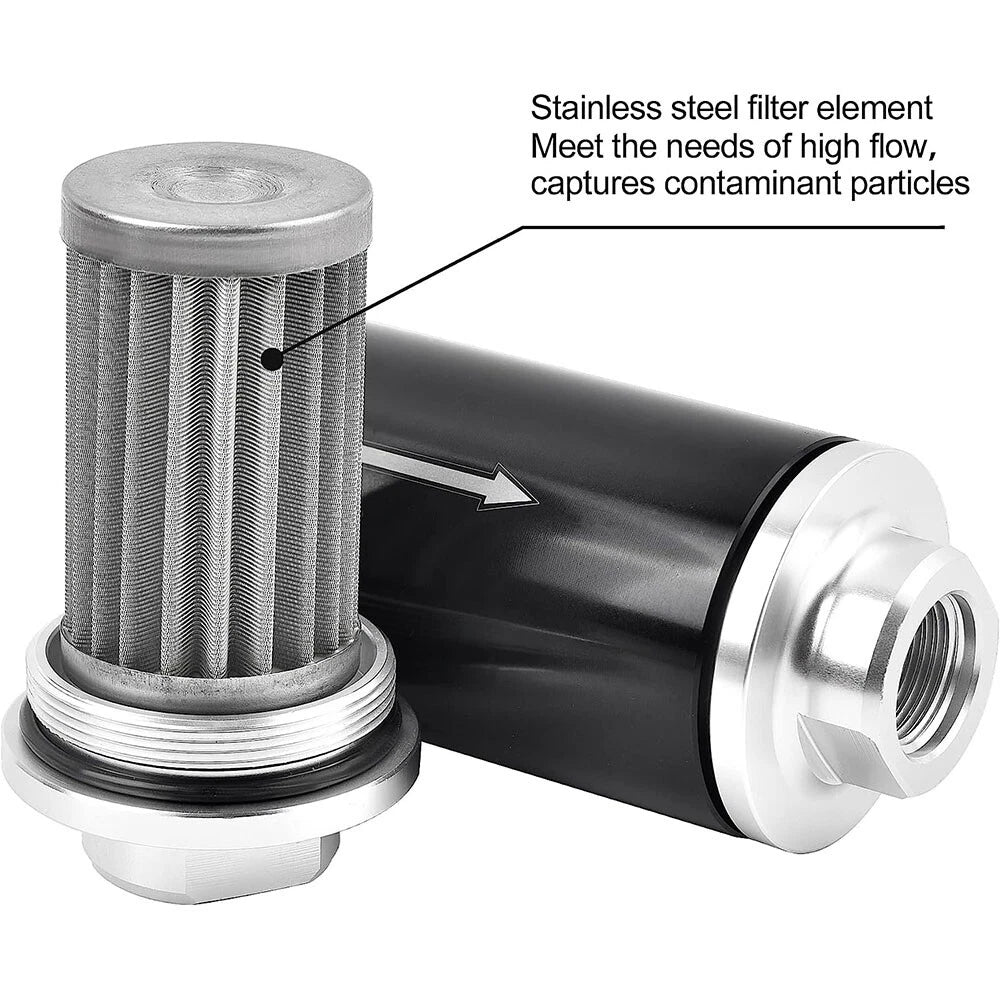 Inline Fuel Filter for Universal Applications (Cleanable, AN6/AN8/AN10)