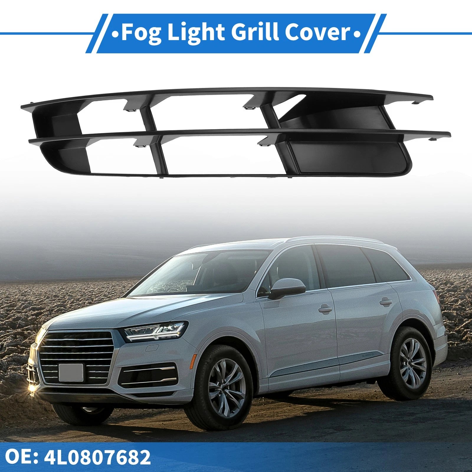 1pc Fog Light Grill for Audi Q7 (2007–2009) No. 4L0807682, ABS Black