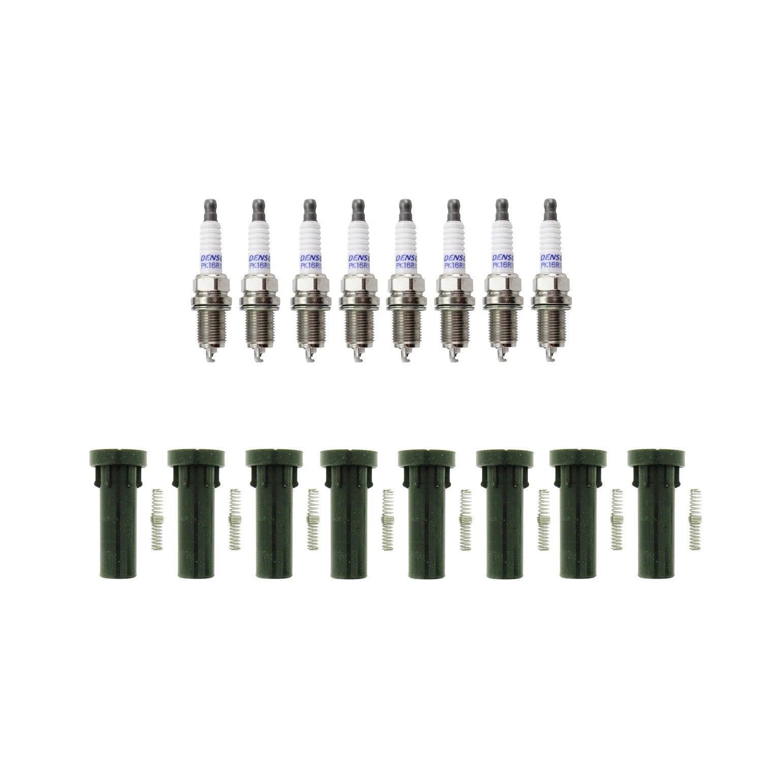 Set of 8 Denso Iridium Spark Plugs & NGK Coil Boots for Dakota 4.7 V8 (2005–2011)