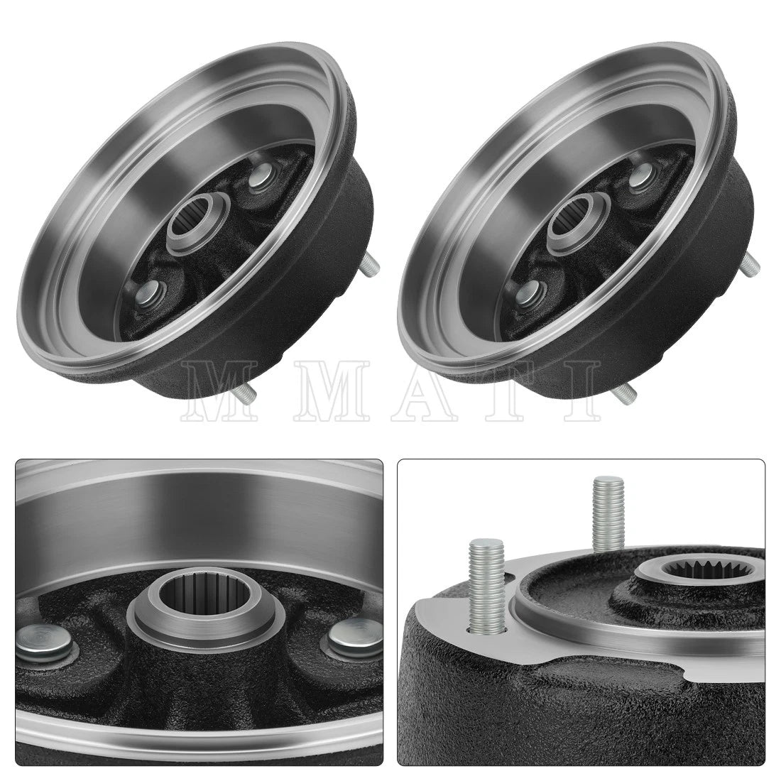 Set of 2 Front Brake Drum Hubs w/Bolts for Kawasaki Mule 600 (2005–2016)
