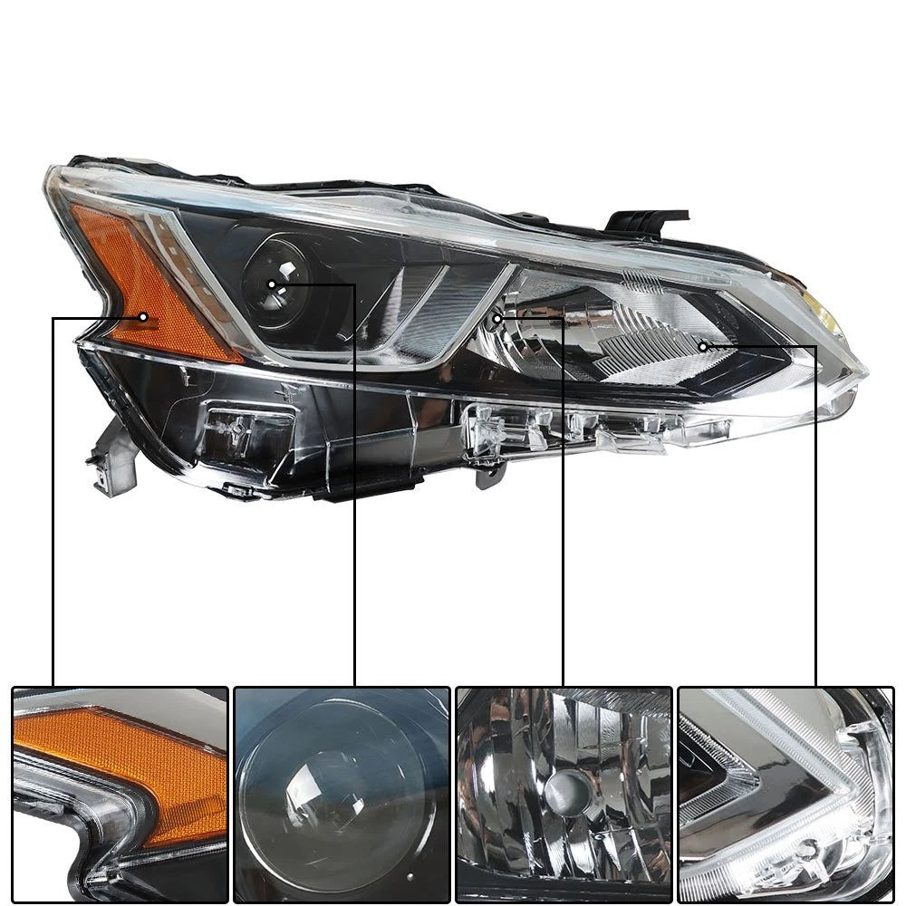 Headlight Headlamp for Nissan Altima (2019–2020) Right Side Chrome Housing