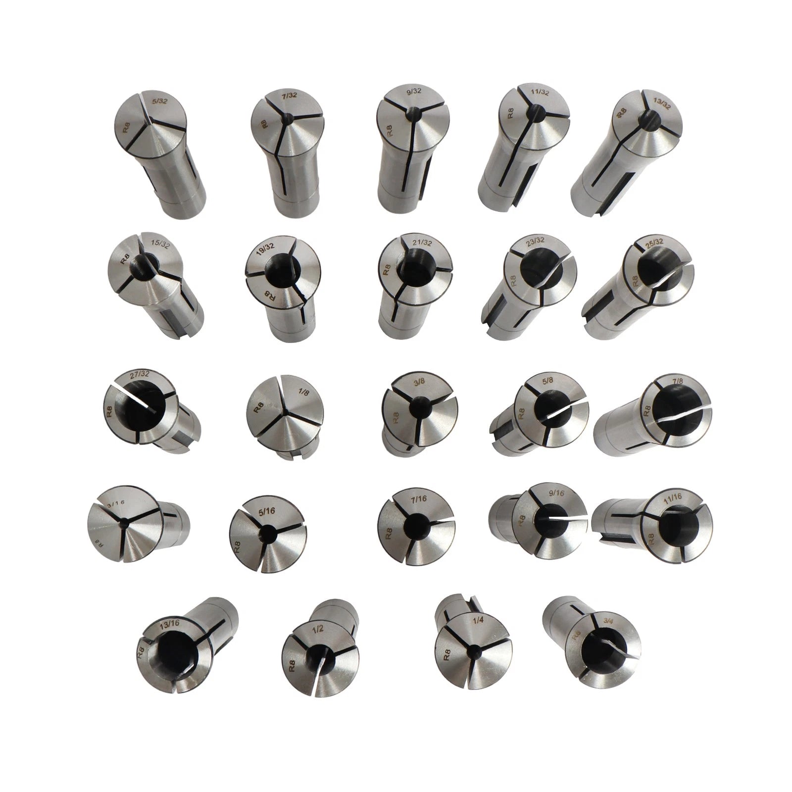 24-Piece R8 Collet Set for Bridgeport (Fits Various Models)