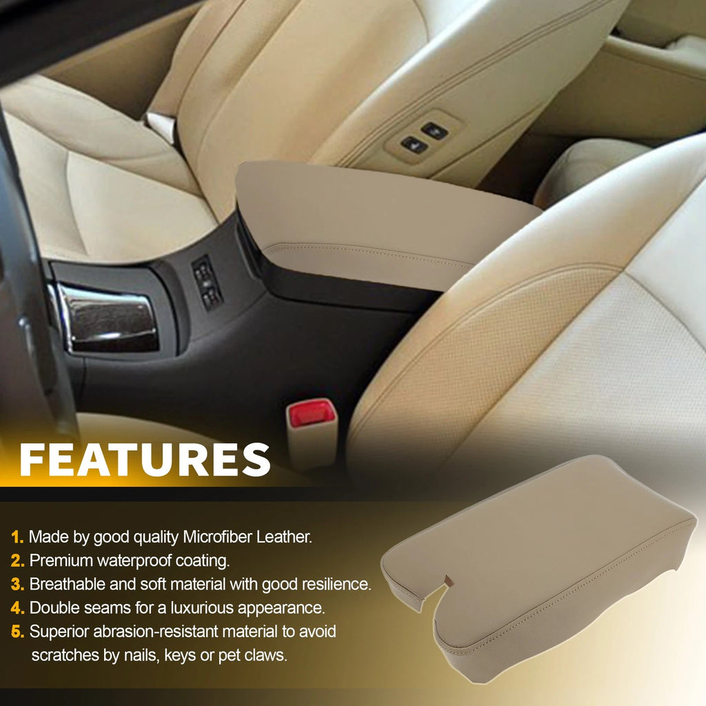 Leather Center Console Lid Armrest Cover for Lexus ES350 (2007–2009) Beige