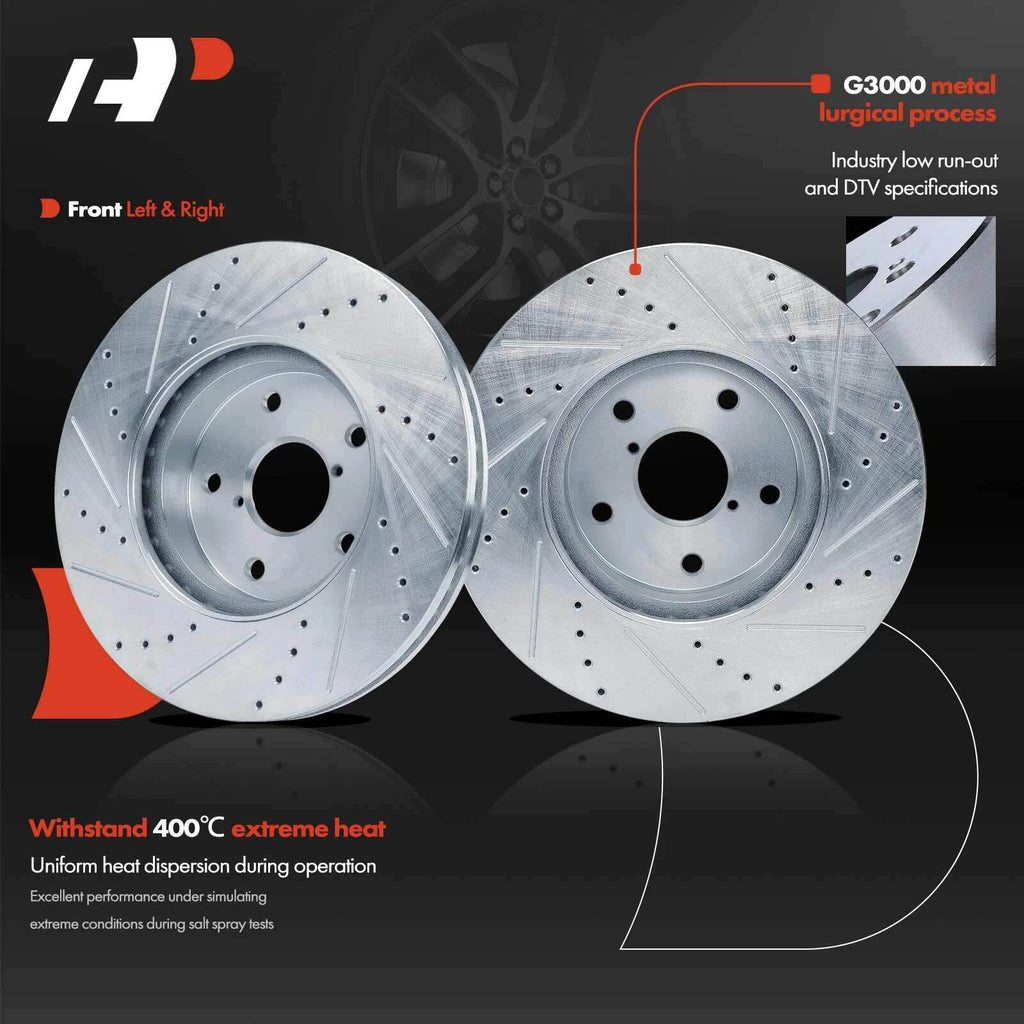 Front Drilled Brake Rotor & Ceramic Pad Set for Subaru Legacy (2016-2019)