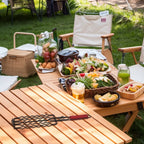 Grilling Basket for BBQ with Heat-Resistant Wooden Handle
