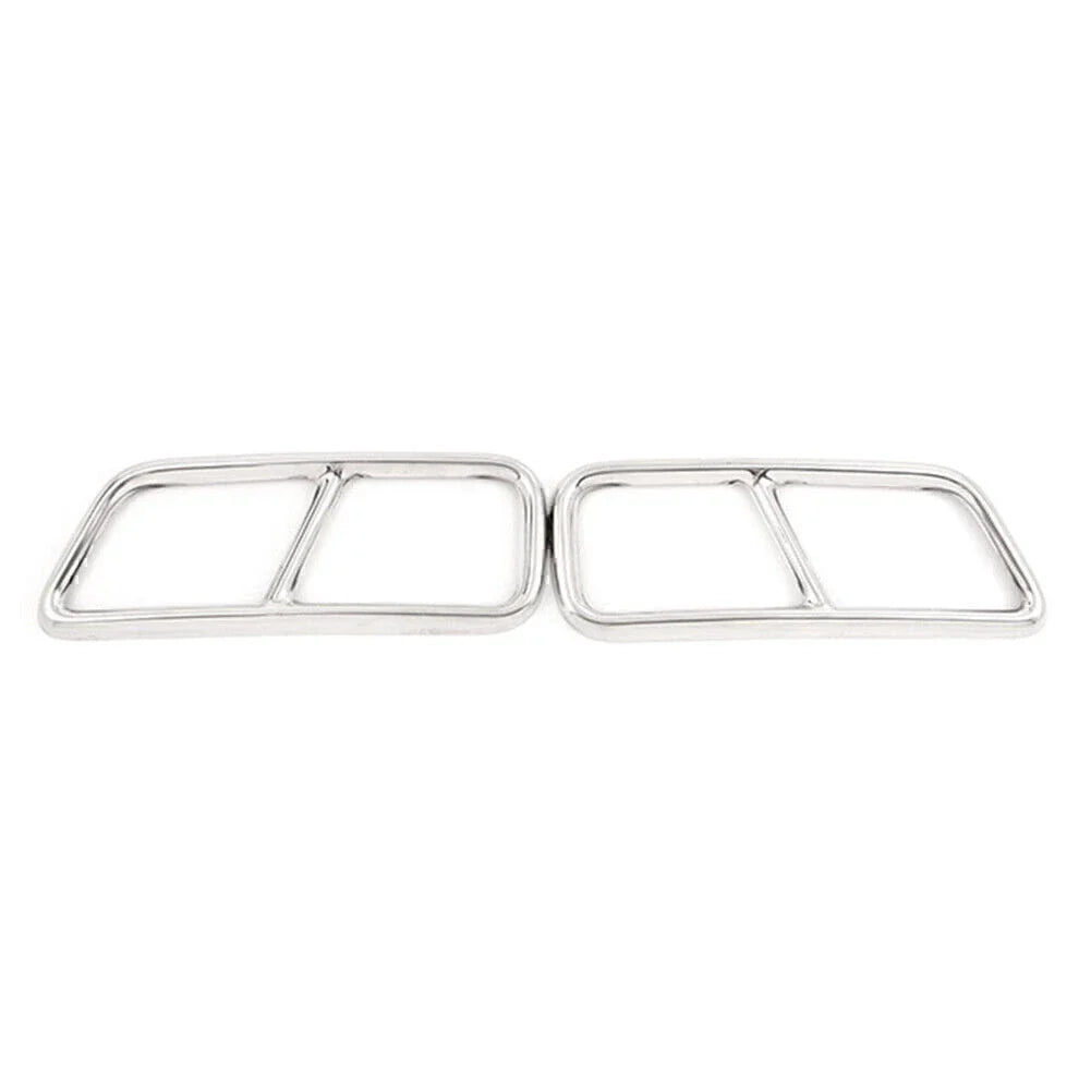 Silver Rear Exhaust Muffler Tail Pipe Covers for Cadillac XT5 (2016-2020)