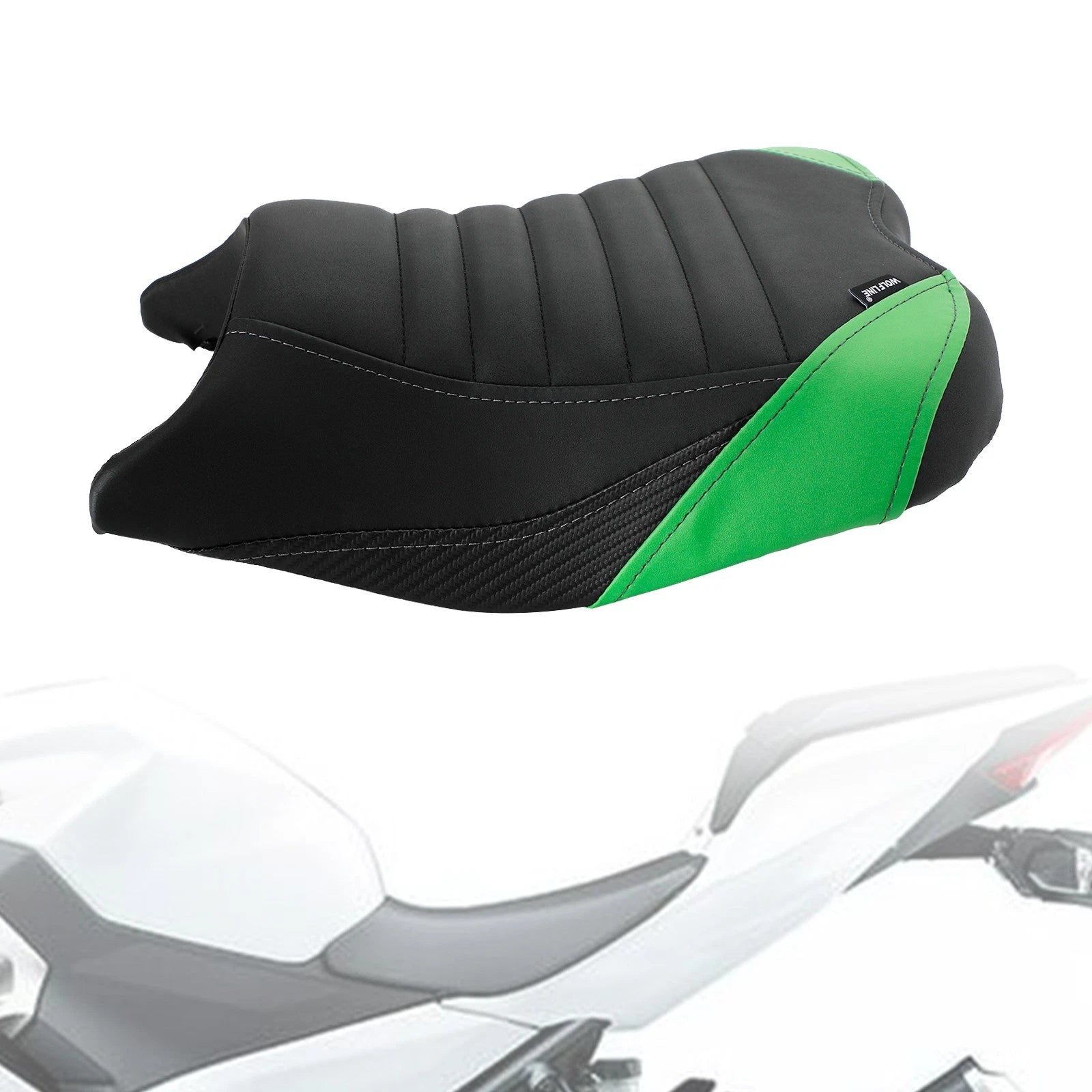Set of 2 Green Front Rear Seats for Kawasaki Ninja 400 Z400 (2018–2023)