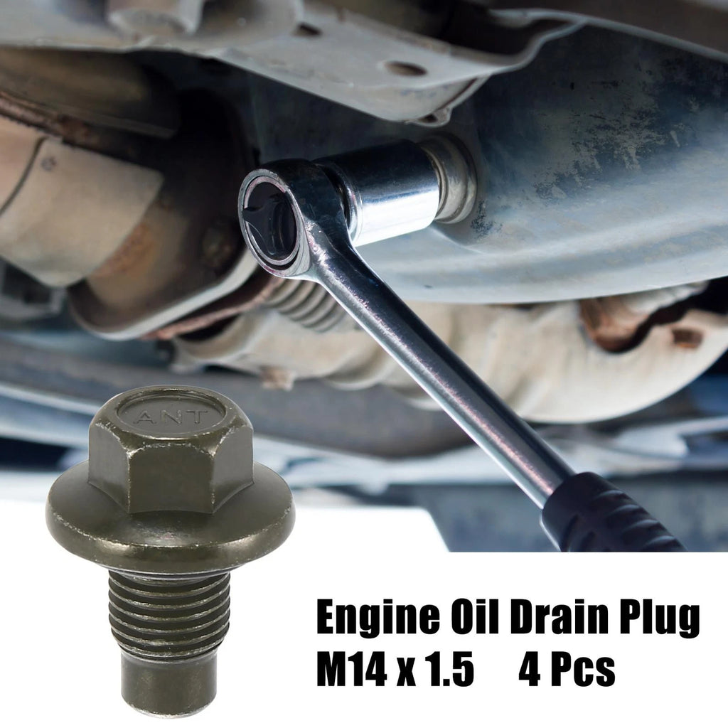 Set of 4 M14 x 1.5 Steel Oil Drain Plug Screws with Seal Ring for Ford
