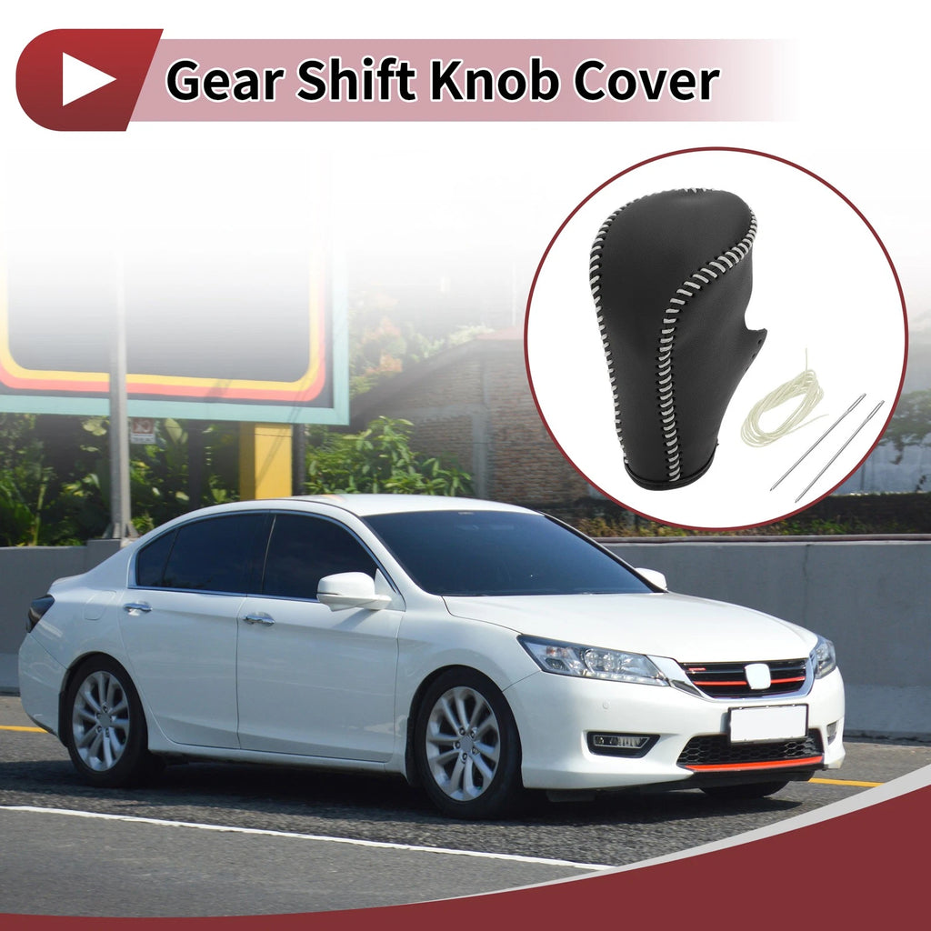 1 Pc Gear Shift Knob Cover for Honda Accord (2008–2012) Black Beige Faux Leather