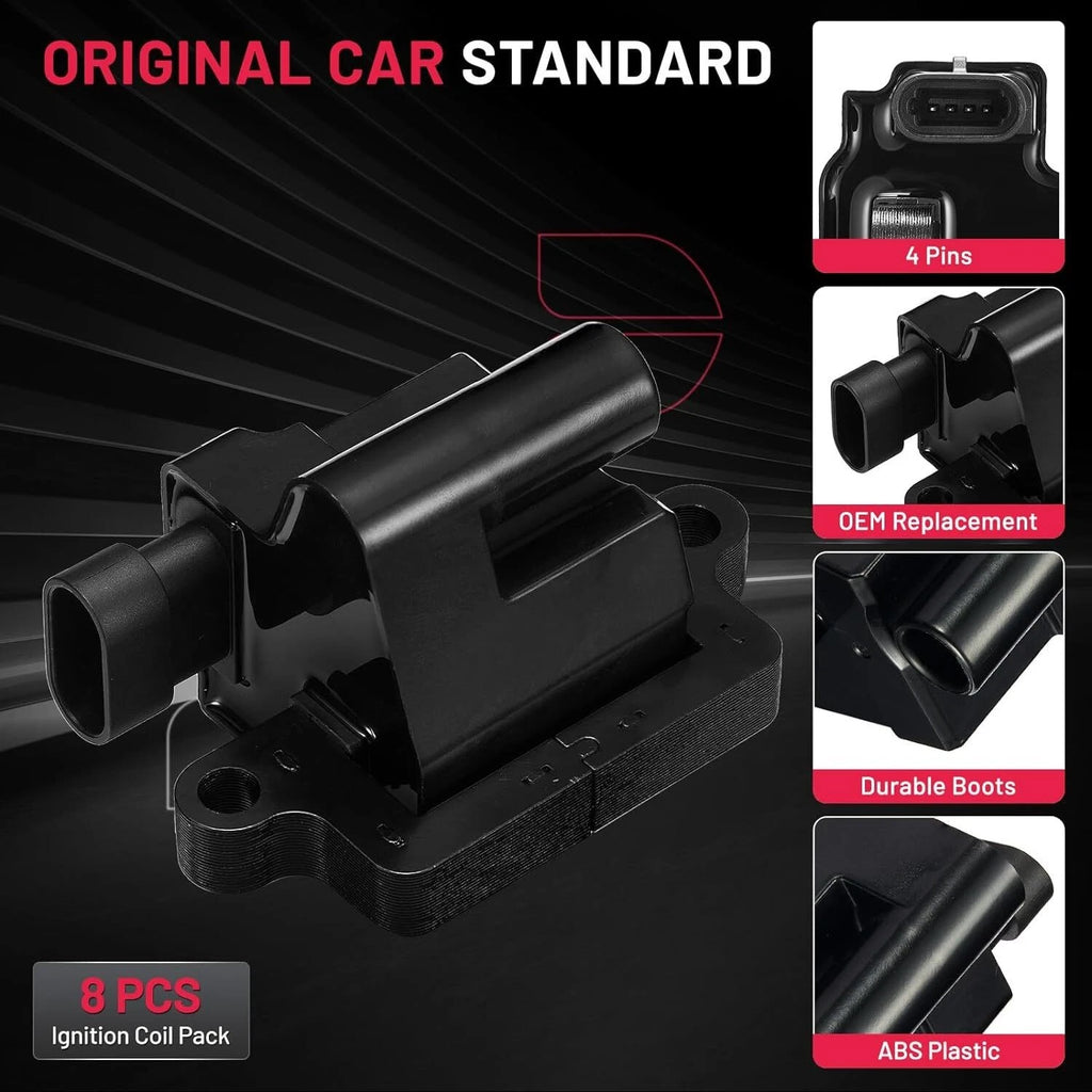 Square Ignition Coils Set of 8 for GMC Sierra 3500 6.0L 6.6L 8.1L (2001–2006)