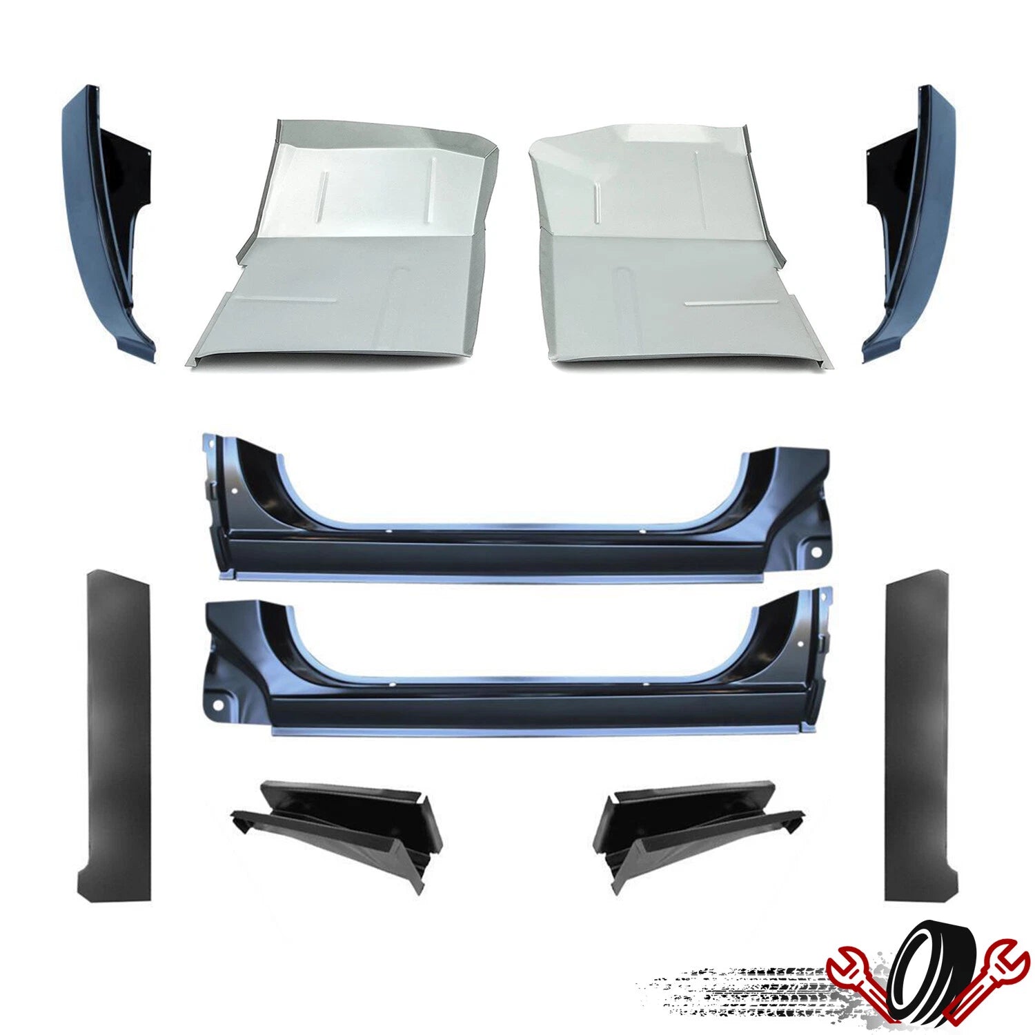 Rocker Panel Cab Corner & Floor Pan Supports for Chevy C10 K20 GMC Jimmy (1973–1987)