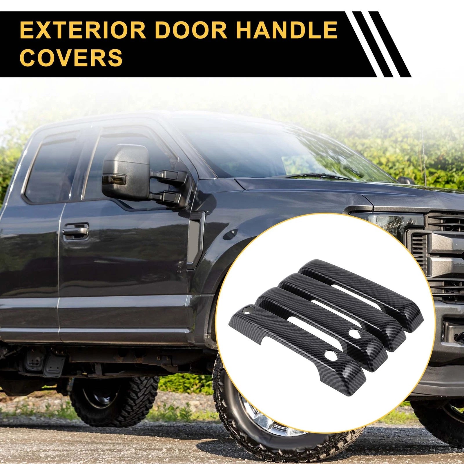Set of 4 Exterior Door Handle Covers for Ford F-150 (2021–2024) Carbon Fiber