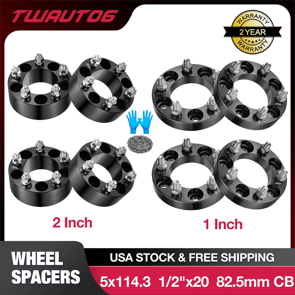4PCS 1-Inch & 2-Inch Wheel Spacers for Ford Ranger Jeep Wrangler Liberty (2010–2024)