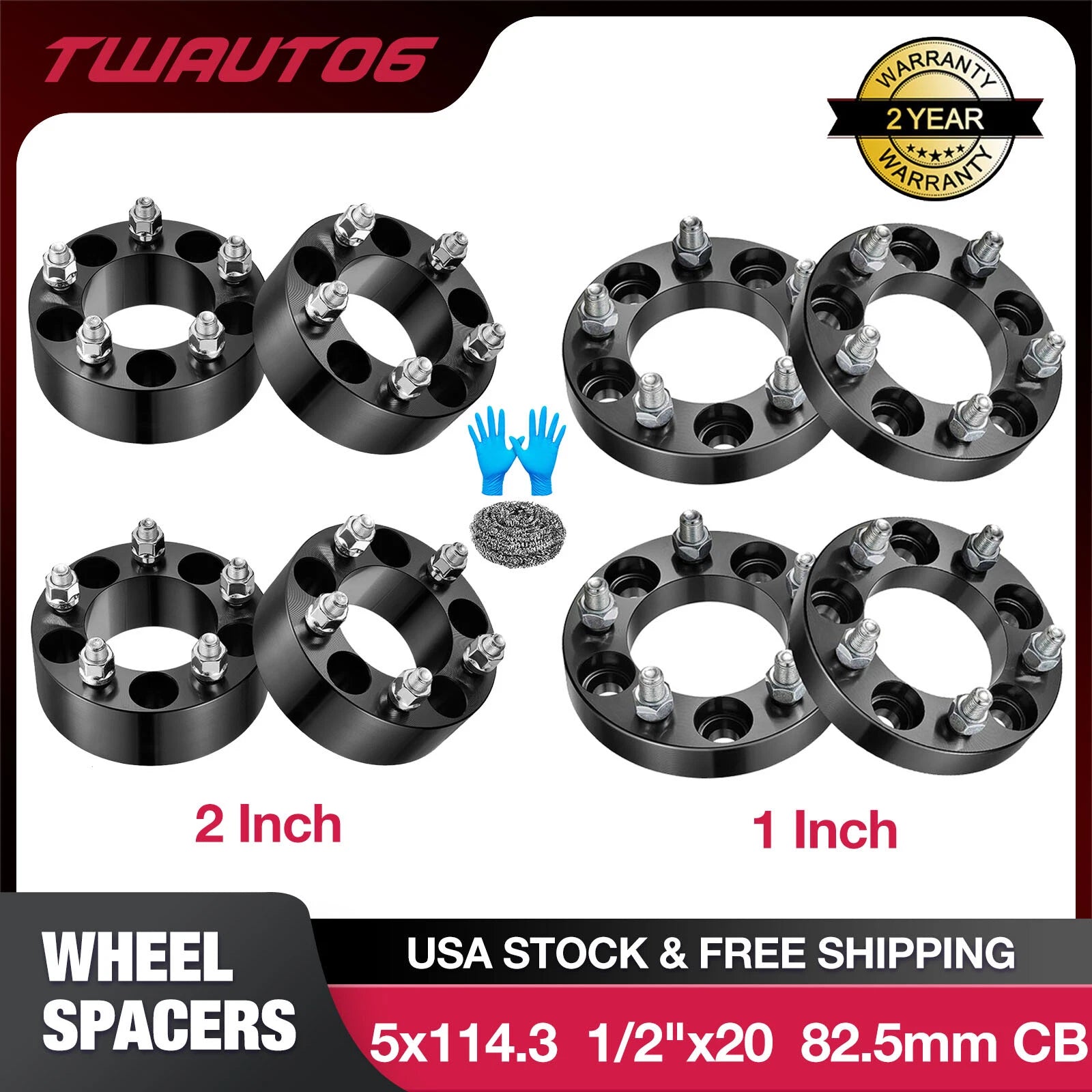 4PCS 1-Inch & 2-Inch Wheel Spacers for Ford Ranger Jeep Wrangler Liberty (2010–2024)