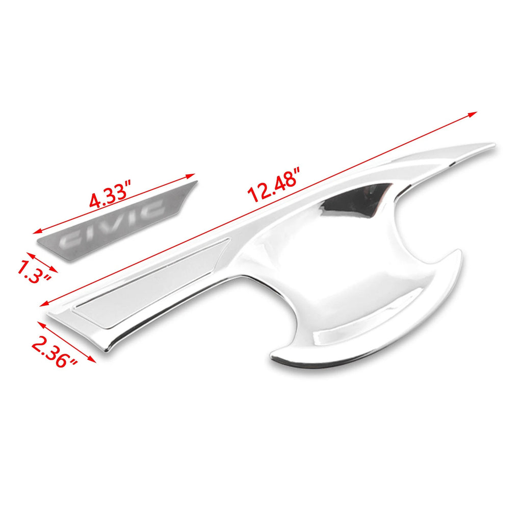 Chrome ABS Exterior Side Door Handle Bowl Bezel Trim for Honda Civic (2016-2021)