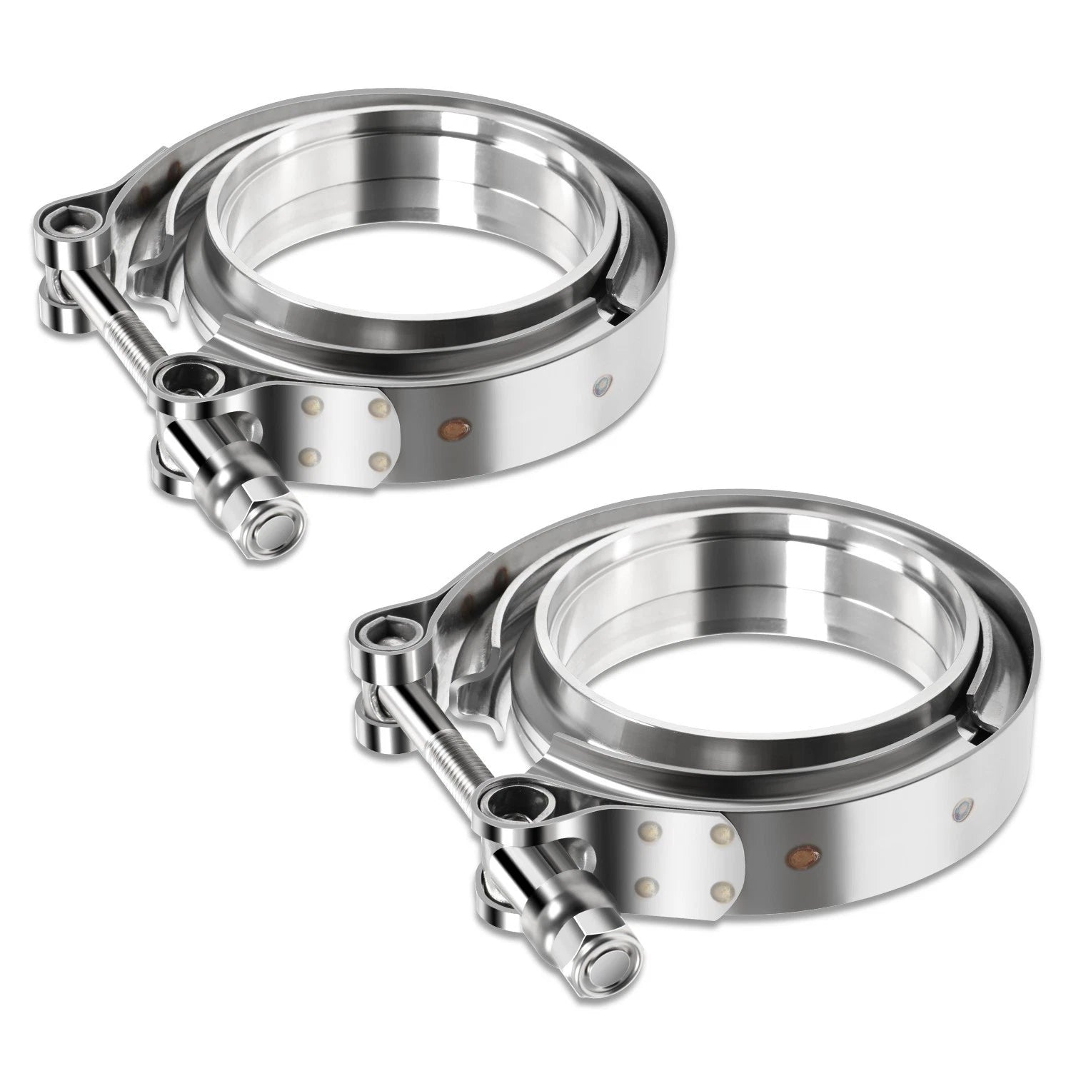 Set of 2 V-Band Turbo Clamps & Flanges for Universal Applications (304 SS)
