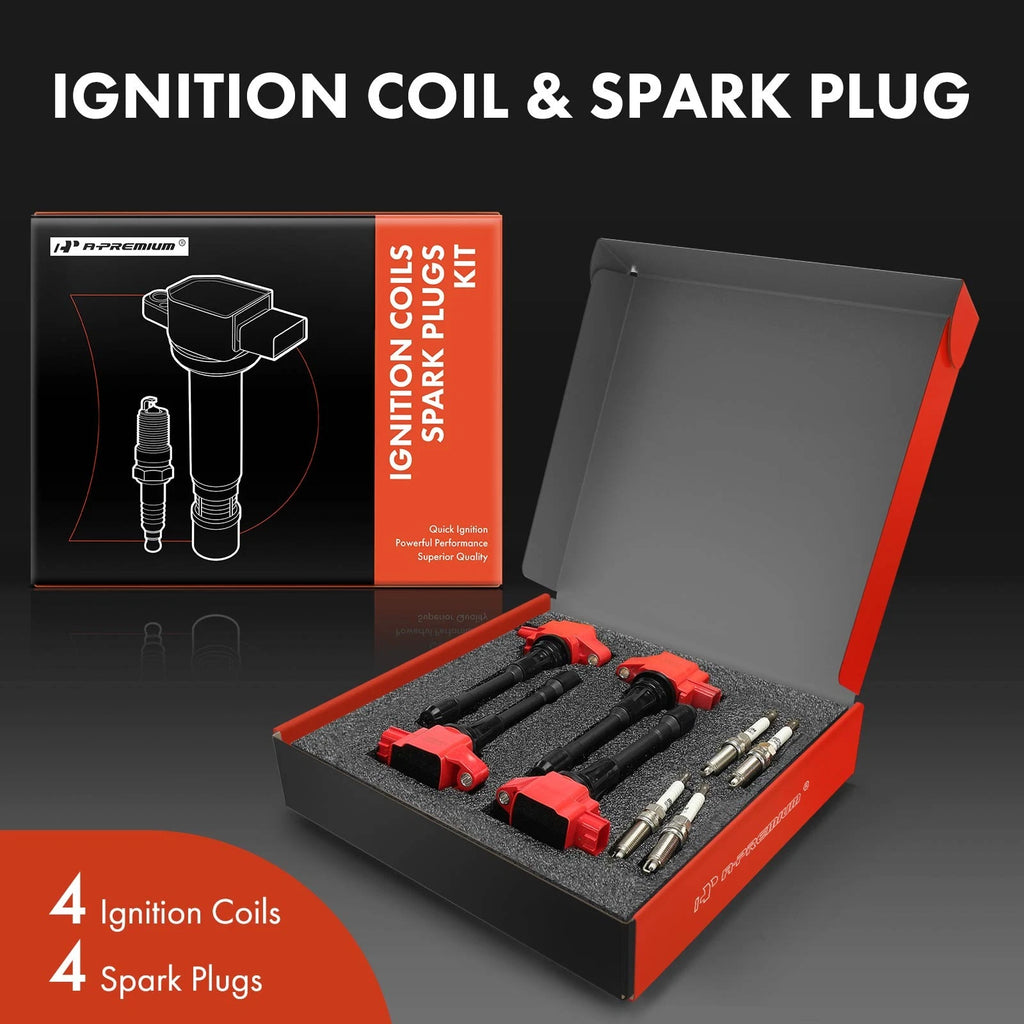 Set of 4 Ignition Coils & Iridium Spark Plugs for Nissan Altima Rogue Cube