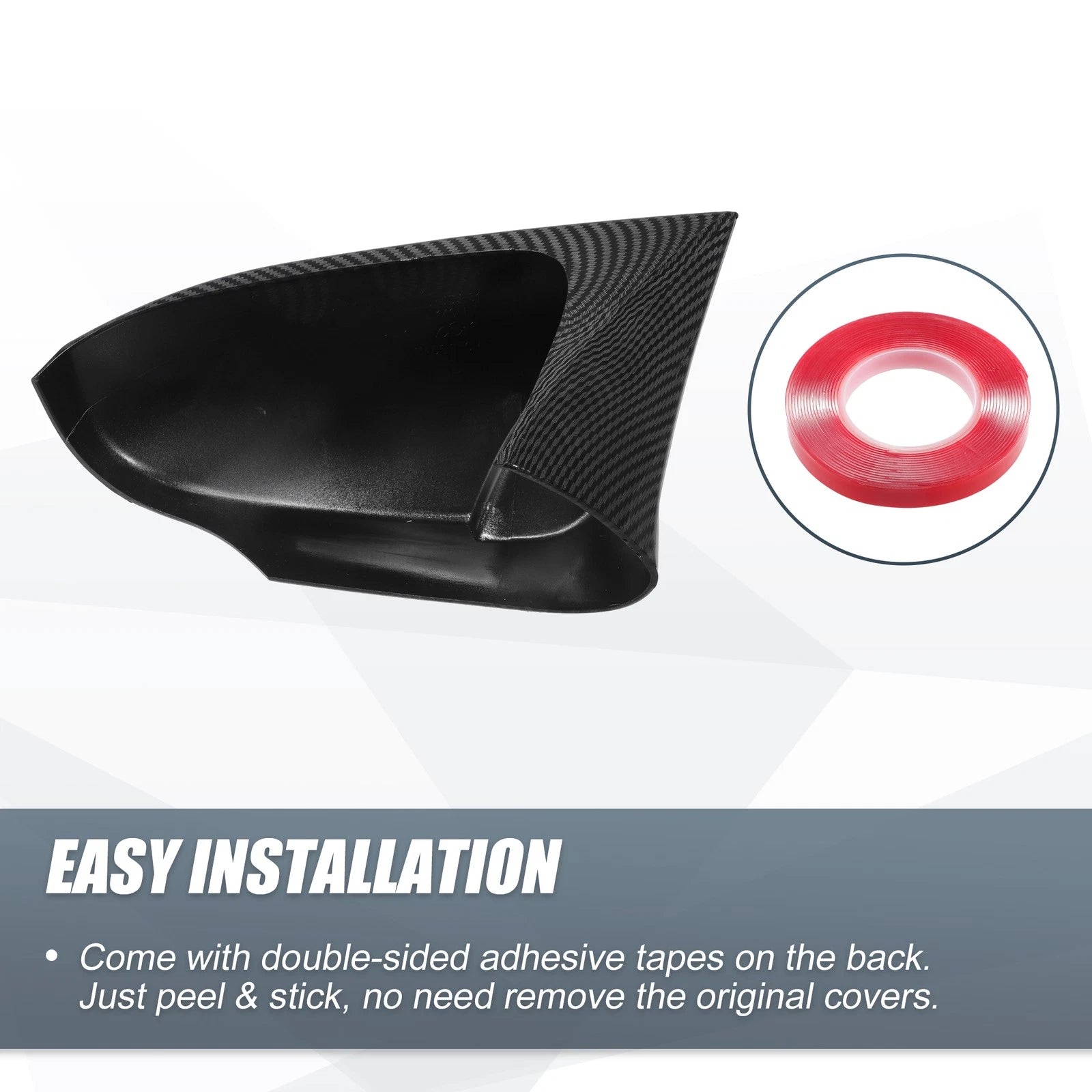 Pair Rearview Mirror Cover Overlay Black Carbon Fiber for Toyota Corolla (2014–2018)