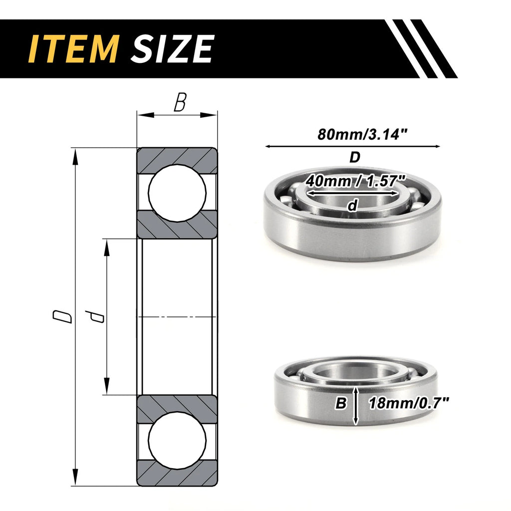 6208 Deep Groove Ball Bearing for Scooter Skateboard Wheel (40x80x18mm)