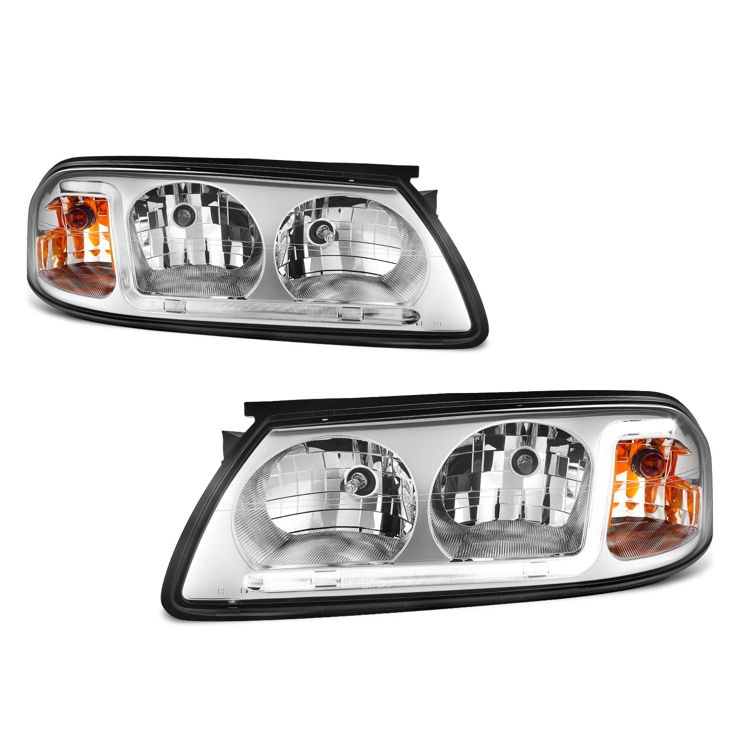 LED DRL Chrome Housing Headlight Replacement for Chevy Impala (2000–2005)