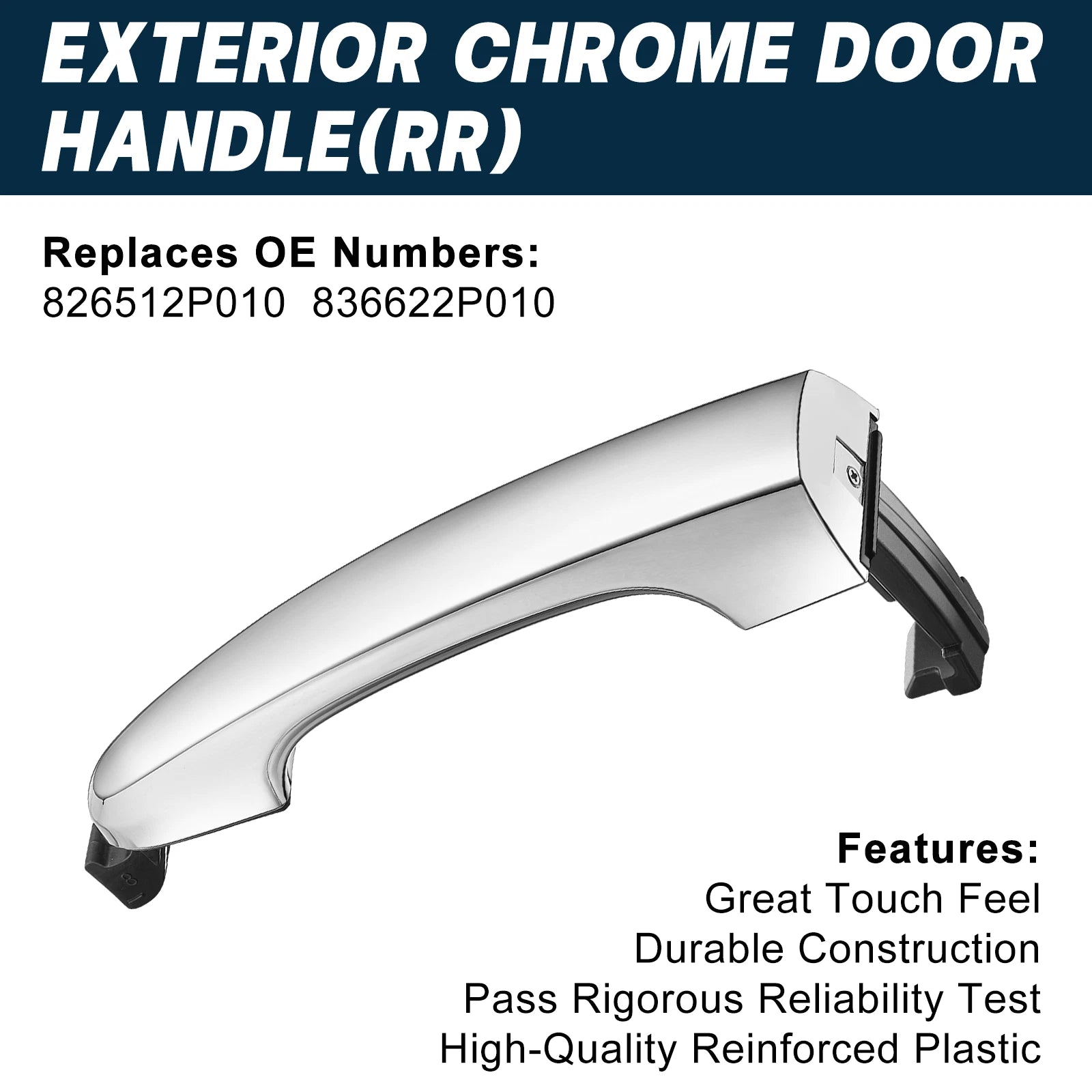 Rear Right Passenger Outside Door Handle Chrome for Kia Sorento (2011-2015)