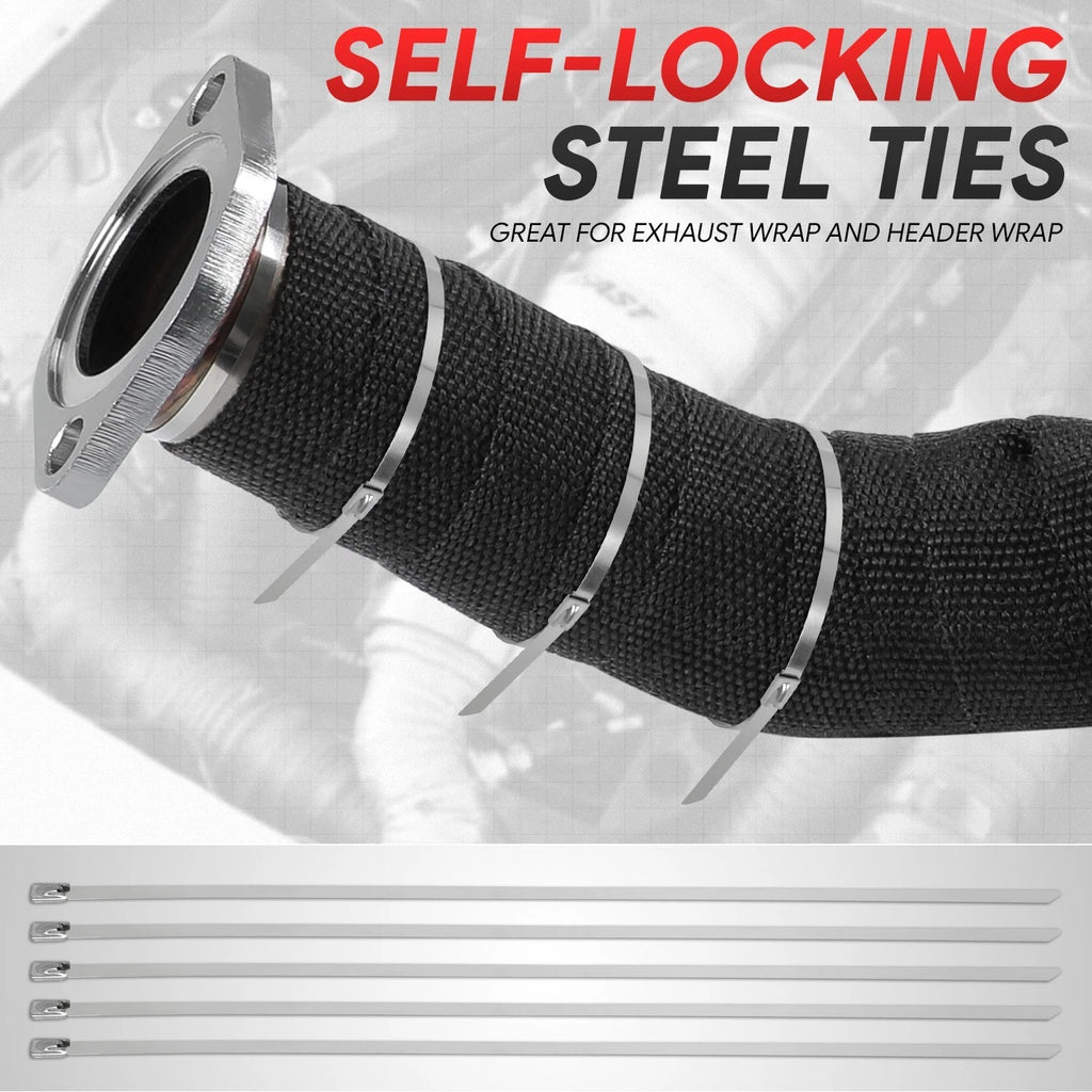2" Wide Black Fiberglass Exhaust Header Wrap for Universal (50Ft)