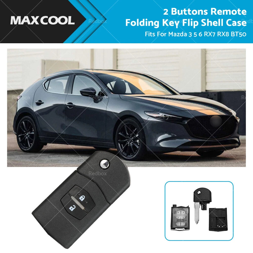 2 Button Remote Flip Key Shell for Mazda 3 5 6 RX7 RX8 BT50 (2004–2021)