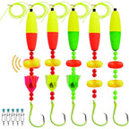 Set of 5 Float Fishing Rigs with Circle Hooks Sizes 6/0, 8/0, 10/0