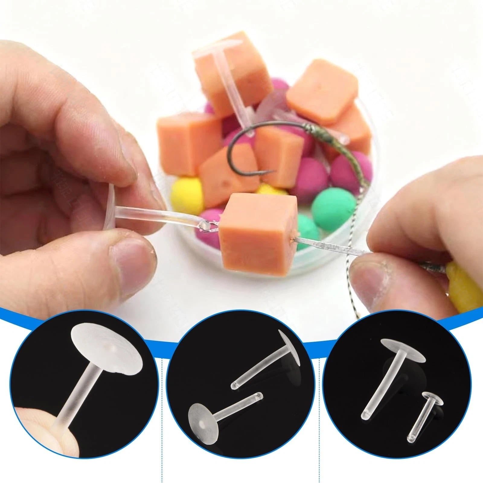 T-shaped buoyant bait stops for fishing accessories