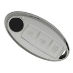 White TPU 3 Button Key Shell Cover for Nissan Qashqai Leaf (2010-2023)