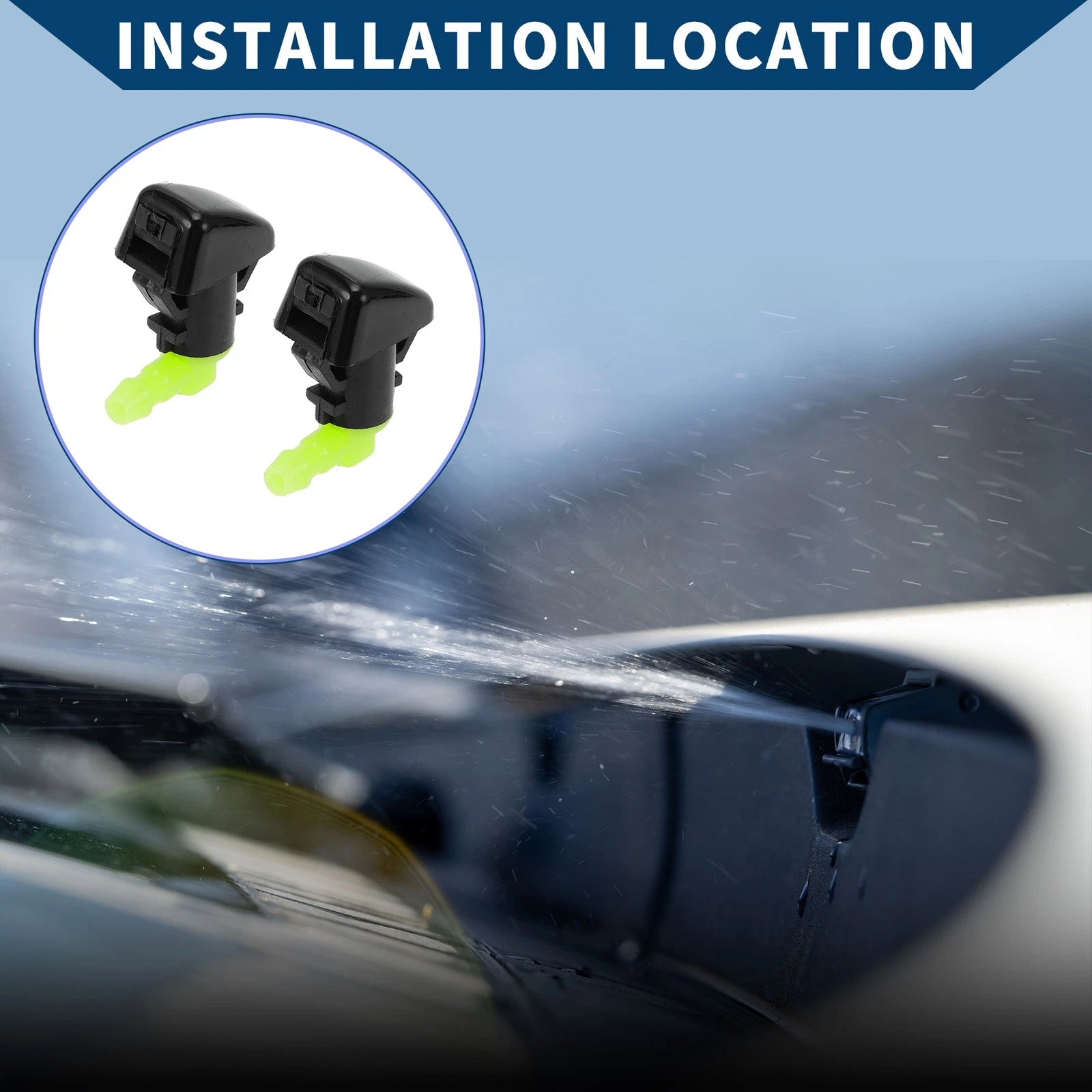 2X Front Windshield Washer Nozzles for Ford F-450 Super Duty (2011–2016) 641832534051