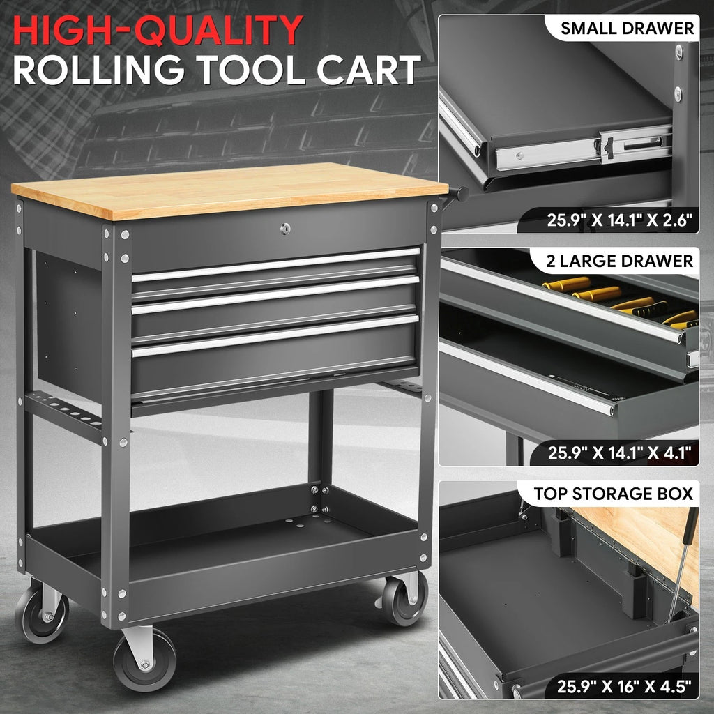 3 Drawer Rolling Tool Trolley Cabinet for Multiple Models (Lockable)