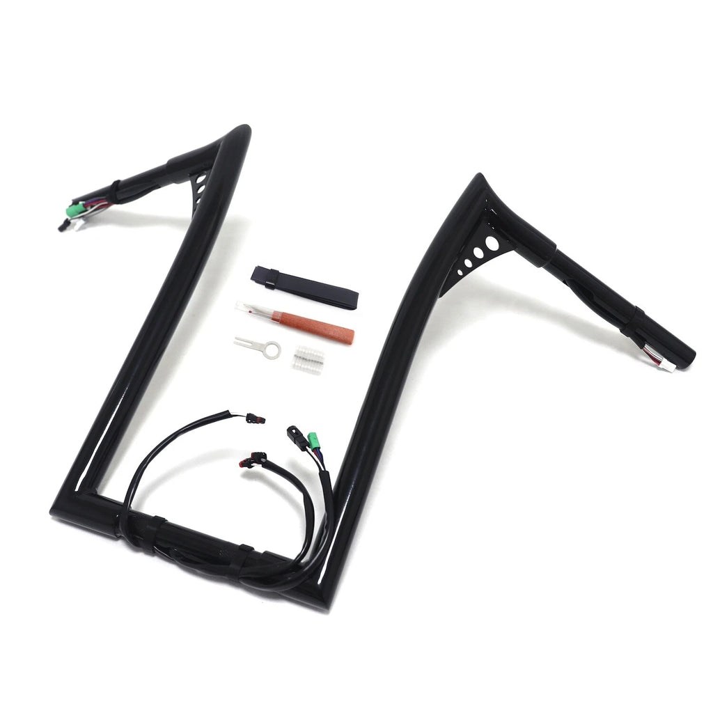 16" Black Pre-Wired 25mm Ape Hanger Handlebar for Harley Road King (2014–2015)