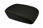 Console Lid Armrest Cover for Ford Focus (2012–2018) Carbon Fiber Green Stitch
