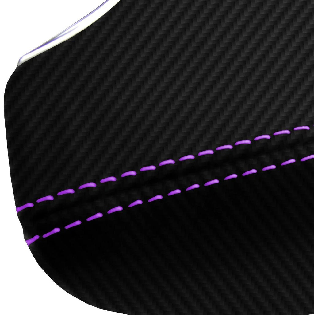 Console Armrest Cover for Infiniti G37 (2010–2014) Carbon Fiber Purple Stitch