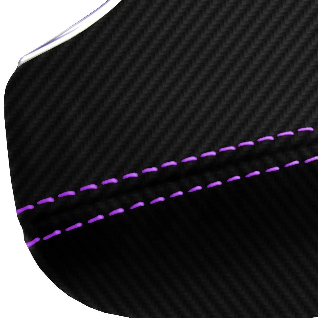 Console Armrest Cover for Infiniti G37 (2010–2014) Carbon Fiber Purple Stitch