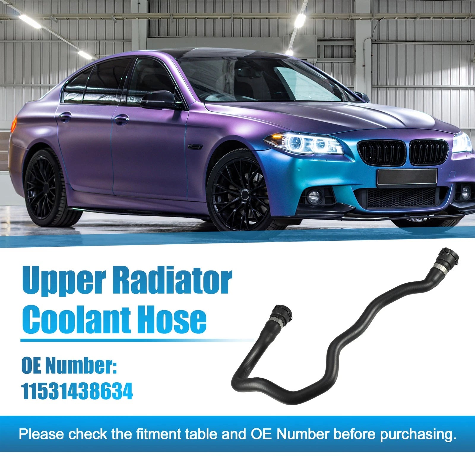 Upper Radiator Coolant Hose for BMW 525i 528i 530i (2001–2003) No. 11531438634