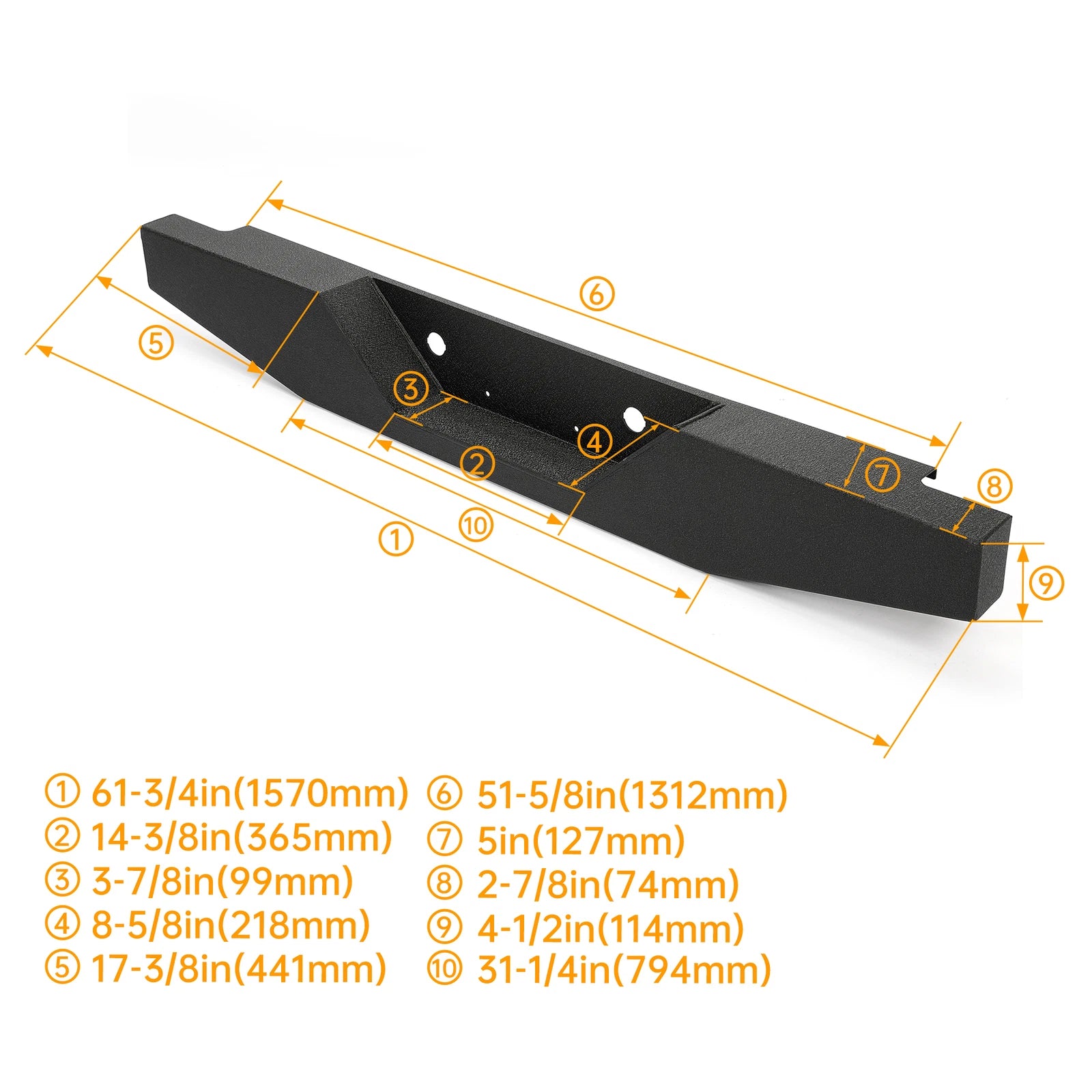 Steel Rear Step Bumper Assembly for Ford Ranger (1993–2011)