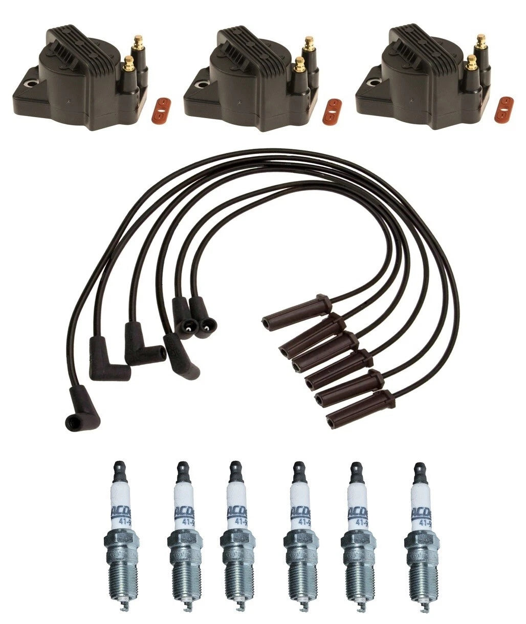 Ignition Wires 3 Coils 6 Spark Plugs Kit for Chevy Pontiac 3.8L V6 (1995–2005)