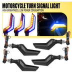 4X Universal Motorcycle Sequential Turn Signal Lights Amber/Blue Waterproof