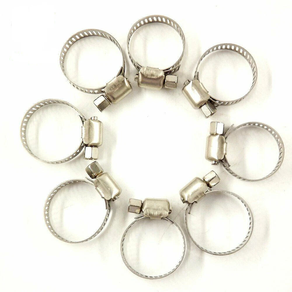 15pcs Stainless Steel Adjustable Hose Clamps for Fuel Line (Universal)