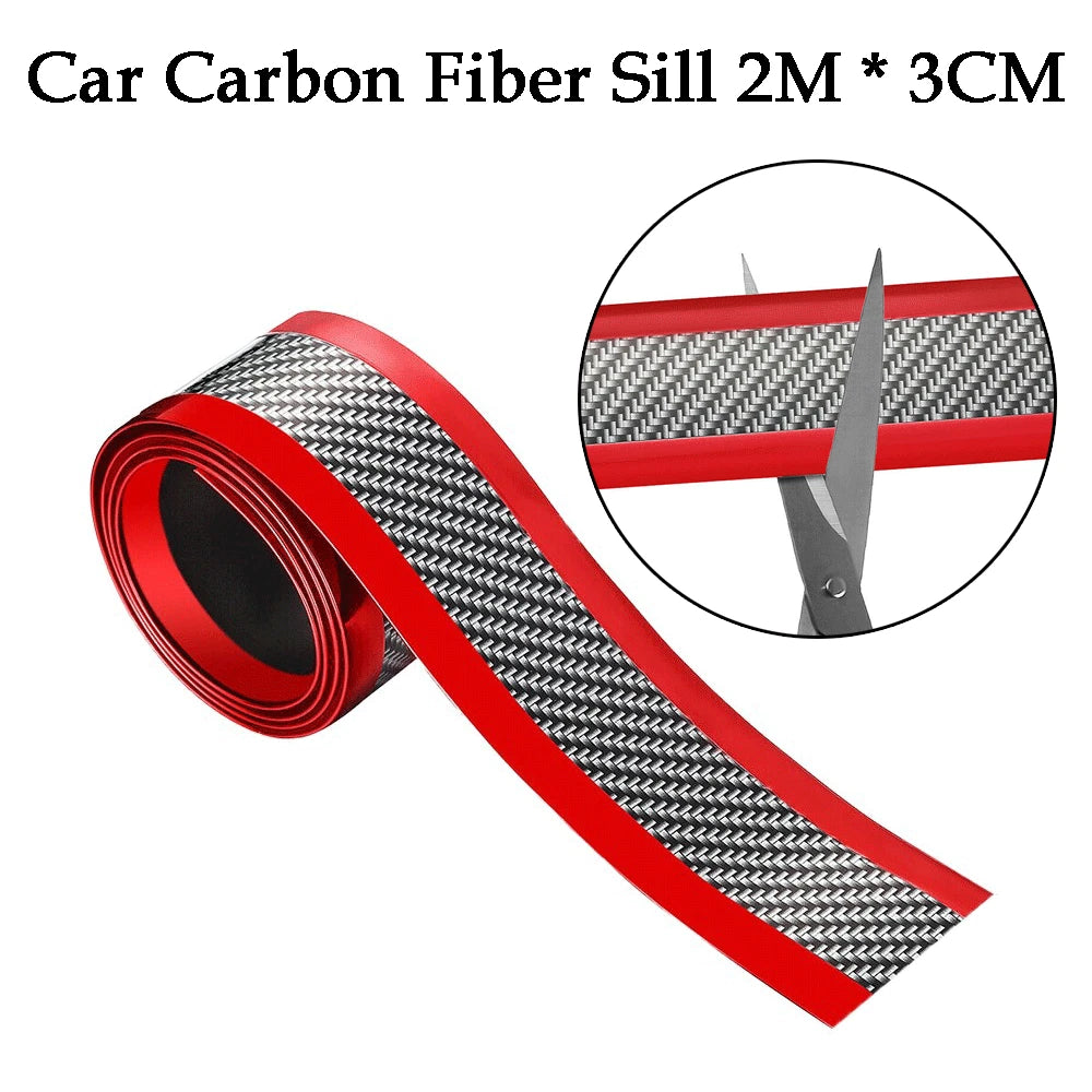 Carbon Fiber Door Bumper Plate Sill Scuff Cover for Auto Car (2M)