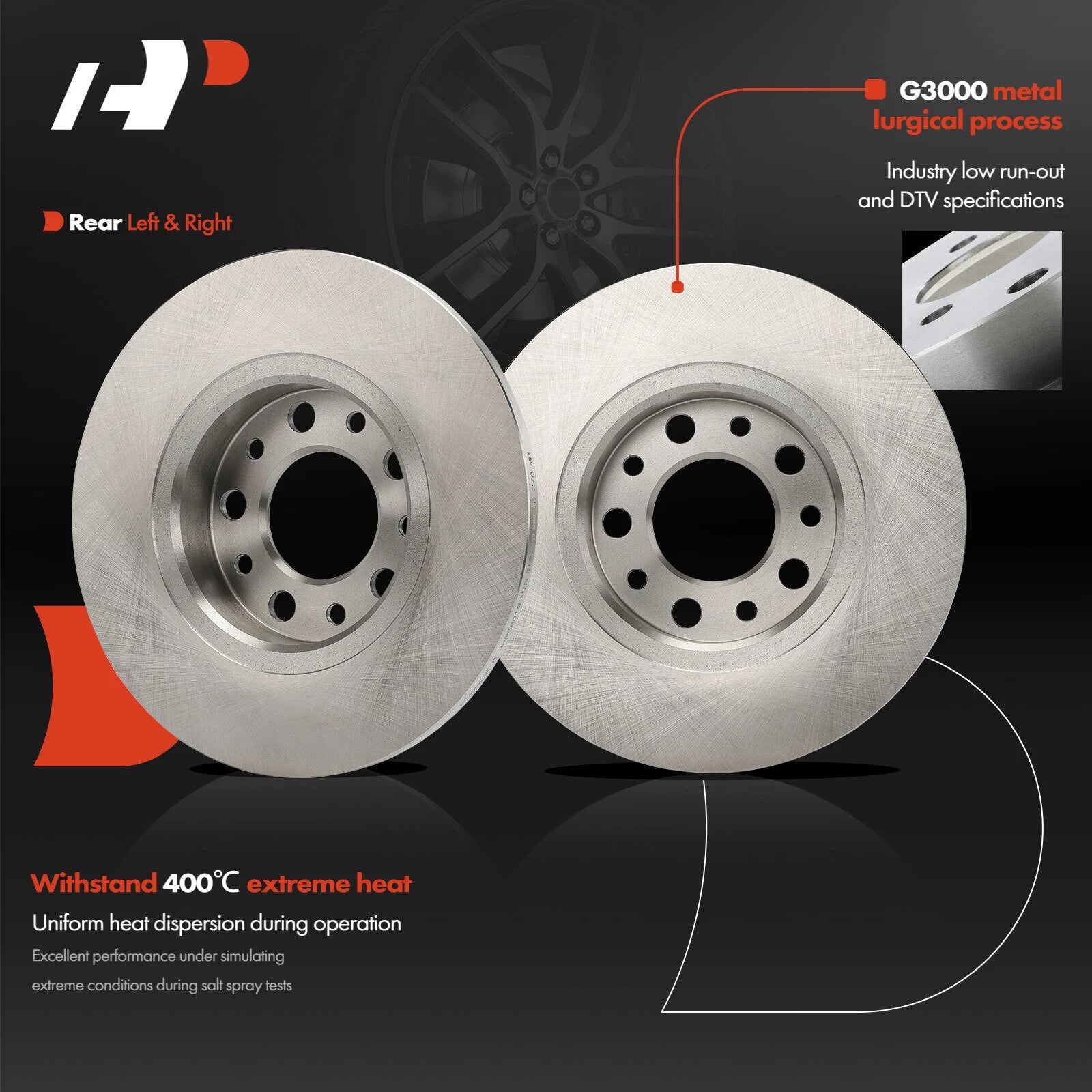 Rear Disc Brake Rotors & Ceramic Pads for Jeep Compass (2017-2022)