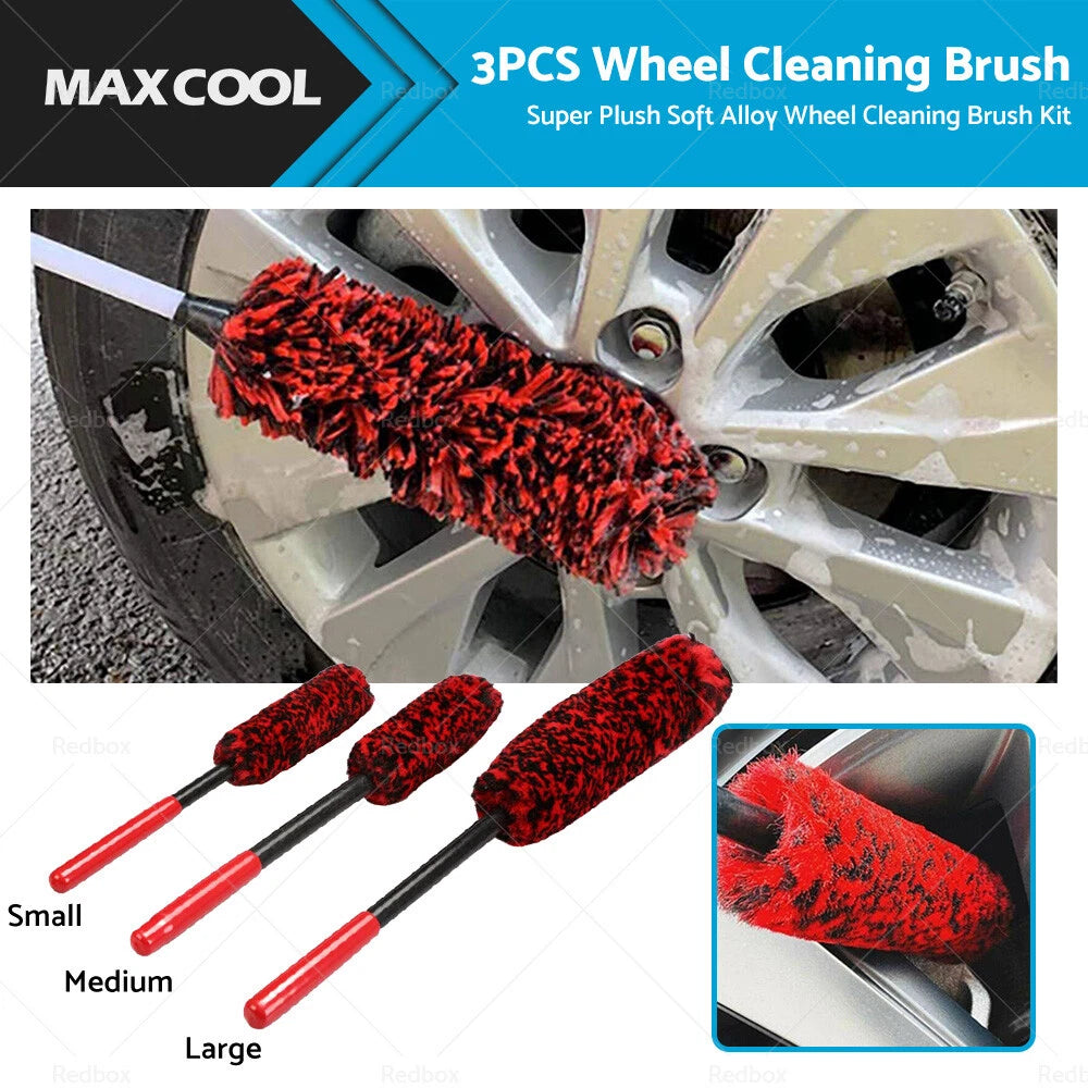 Set of 3 Wheel Woolies Alloy Wheel Cleaning Brush Kit
