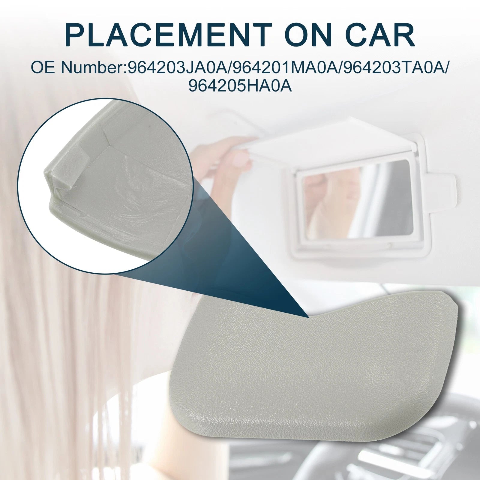 Makeup Mirror Cover Sun Visor Cap Clip for Nissan (1 Set) No.964203JA0A